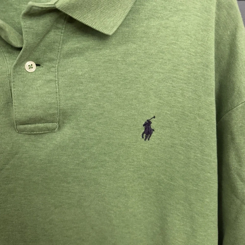 Polo Ralph Lauren Polo Shirt Men XL Green Collared Logo High Low Hem Cotton XL